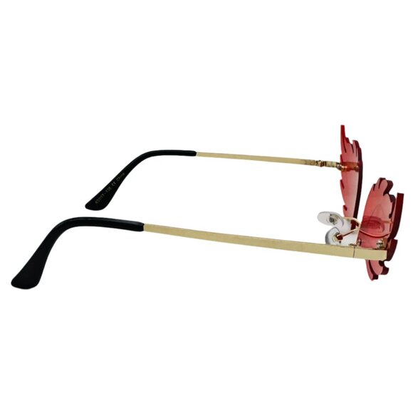 6075 | Red Blaze Rimless Sunglasses - Picture 3 of 5